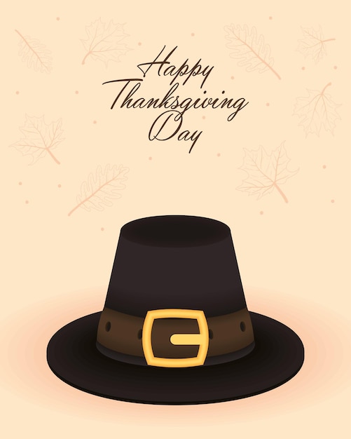 Thanksgiving lettering with pilgrim hat