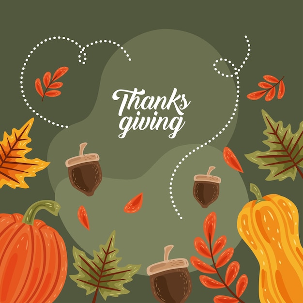 Vector thanksgiving lettering with vegetables