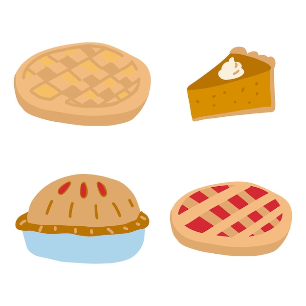 Vector thanksgiving meal apple pie pumpkin pie cute vector thanksgiving dinner