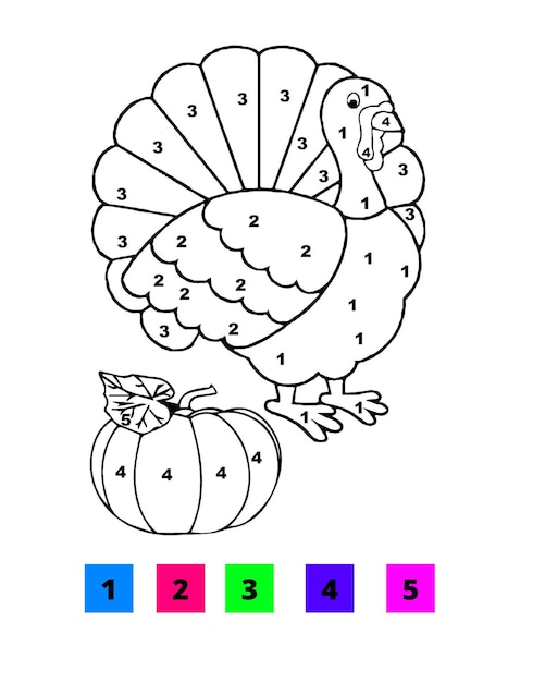 Thanksgiving-pagina's in kleur op nummer voor kinderen kleur op nummer-pagina's voor thanksgiving