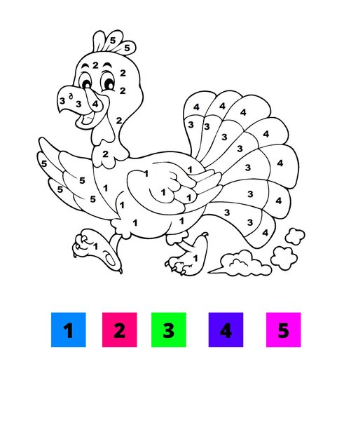 Thanksgiving-pagina's in kleur op nummer voor kinderen Kleur op nummer-pagina's voor Thanksgiving