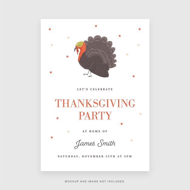 Thanksgiving Party Invitation Card Template in Vector