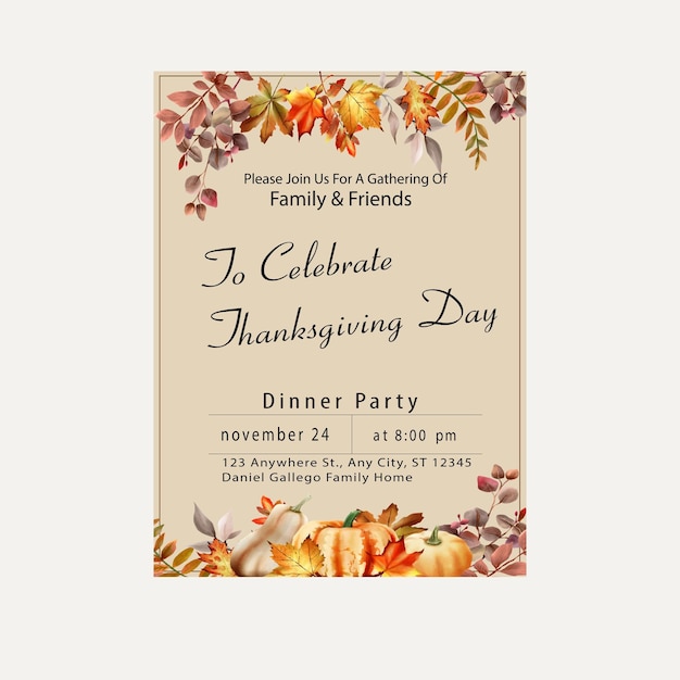 Thanksgiving party invitation flyer