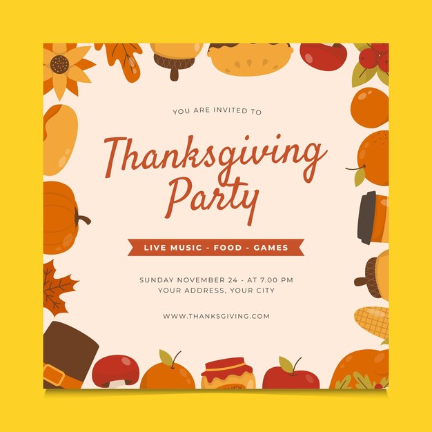 Thanksgiving party invitation poster template