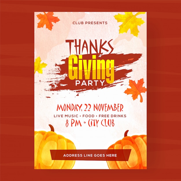 Vector thanksgiving party template or flyer design.