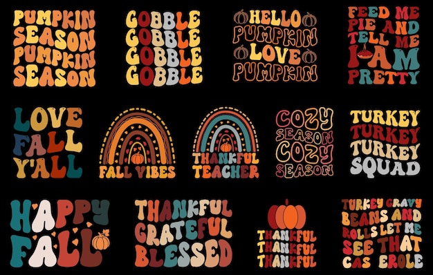 Thanksgiving pompoen t-shirt bundel, happy fall t-shirt