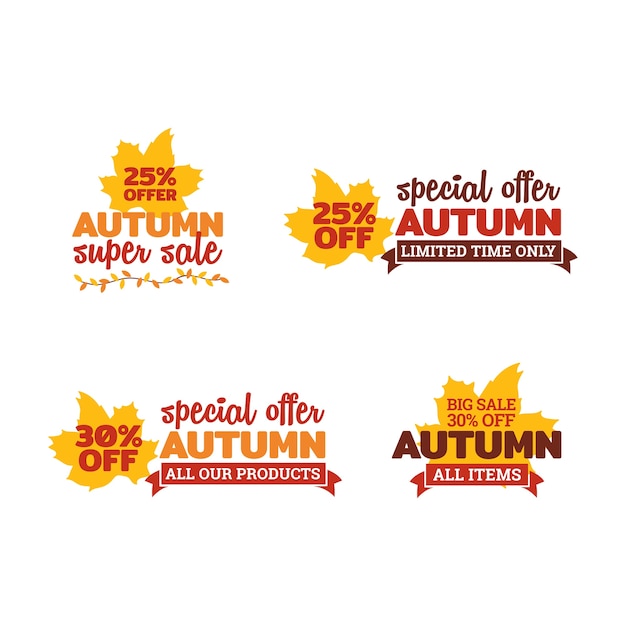 Thanksgiving Promotion Sale Badge Sticker with Autumn Leaf Collection