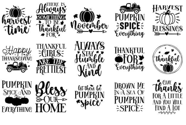 Vector thanksgiving quotes bundle design