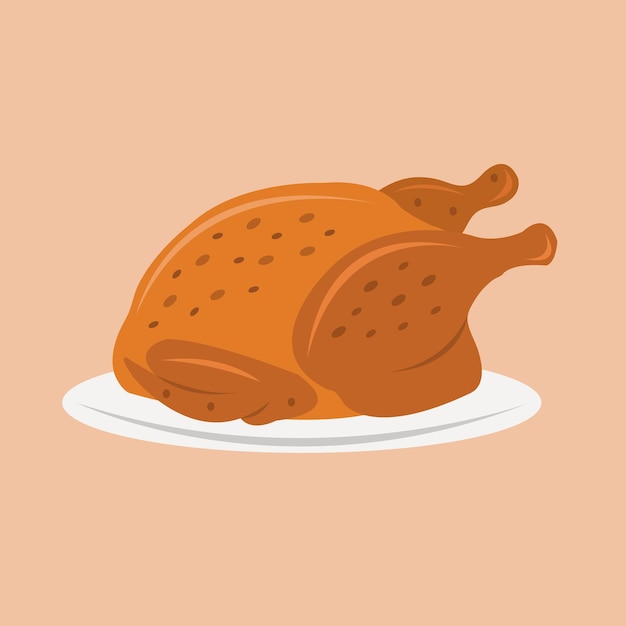 Иллюстрация жареной курицы на День Благодарения