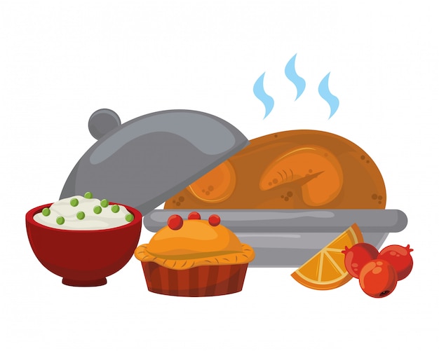 Vector thanksgiving roasted turkey