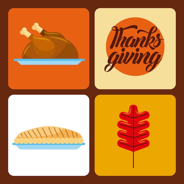 Vector thanksgiving set icons celebration holiday traditional