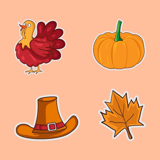 Vector thanksgiving sticker set