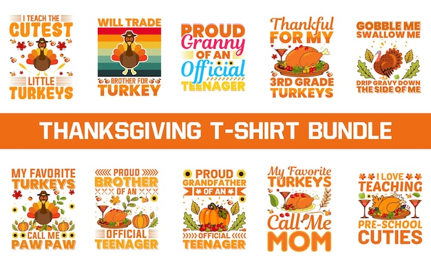 Thanksgiving t-shirt ontwerpbundel, vector grafisch t-shirt