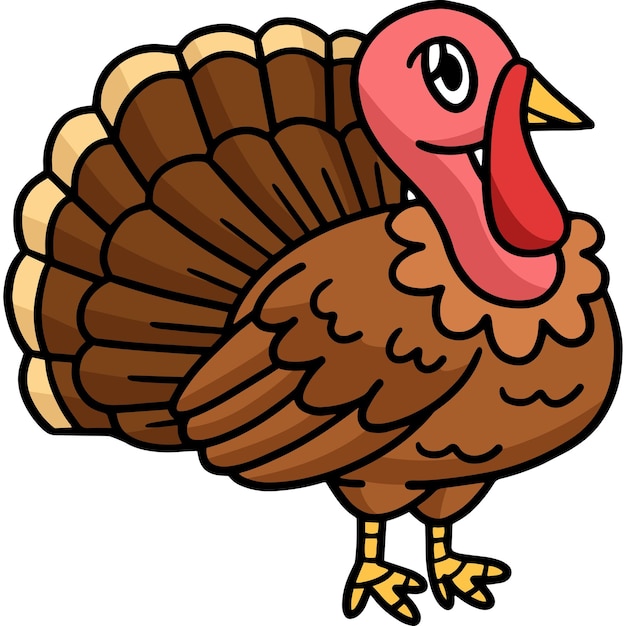 Vector thanksgiving turkey cartoon colored clipart