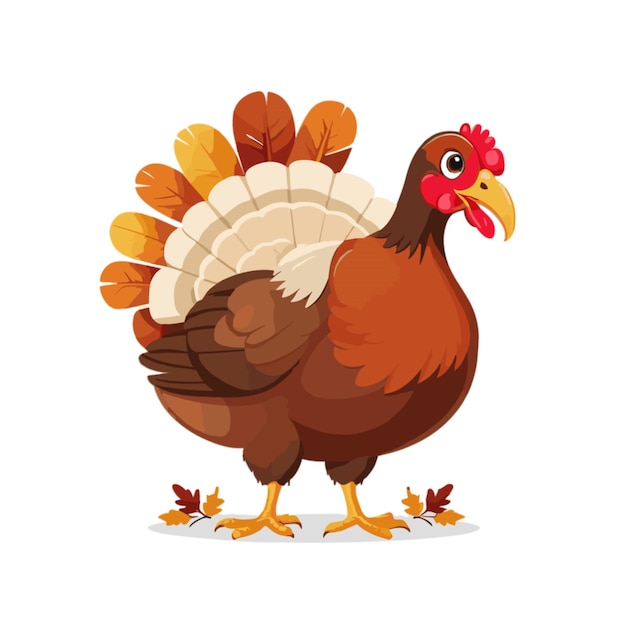 Vector thanksgiving turkey cartoon vector on white background