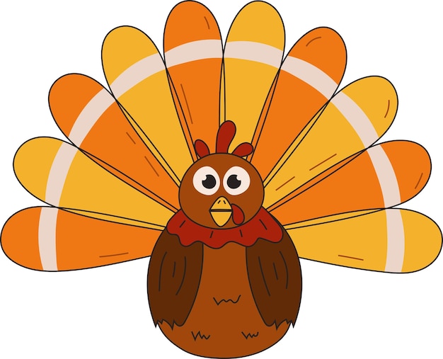 Thanksgiving turkey cute cartoon character icon  illustration graphic