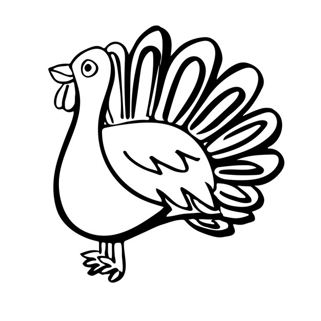 Vector thanksgiving turkey doodle in child draw style