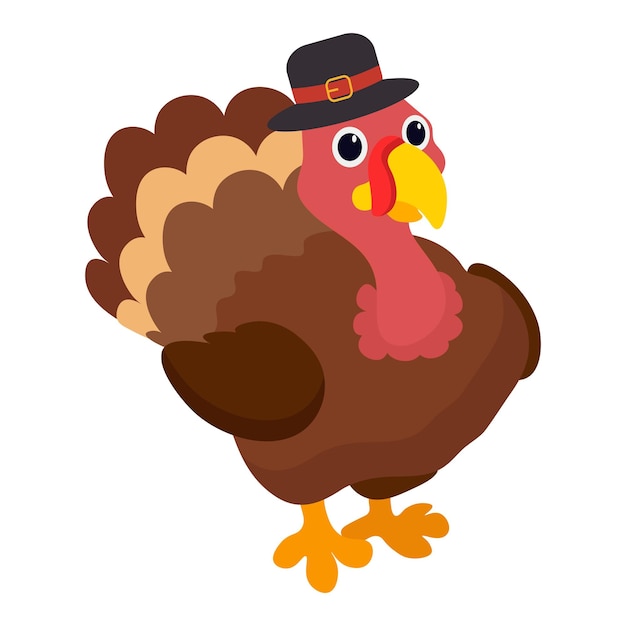 Thanksgiving turkey with hat Vector illustration