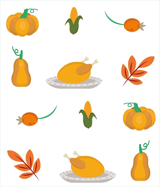 Thanksgiving vector illustratie Thanksgiving vakantie icoon set banner