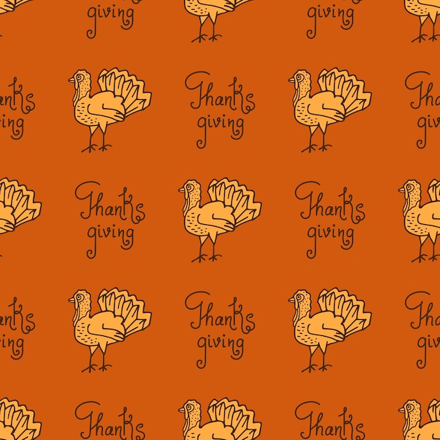 Vector thanksgiving with turkey seamless pattern background thanksgiving day design for holiday party