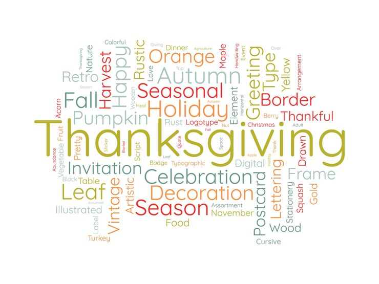 Vector thanksgiving wordcloud template festival concept vector background