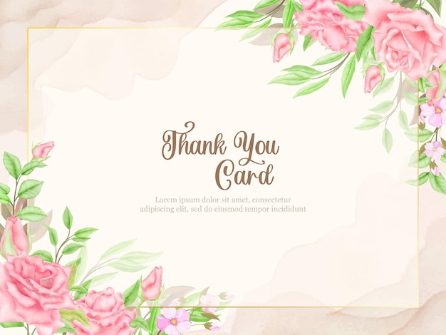 Thankyou card floral vector template