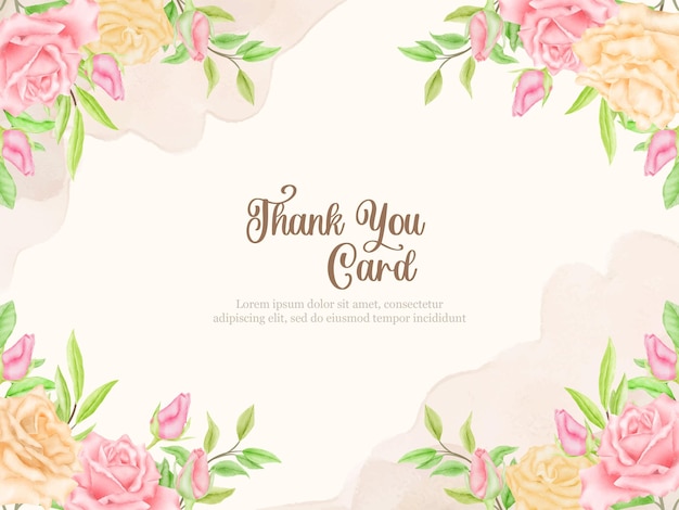 Thankyou Card Floral Vector Template