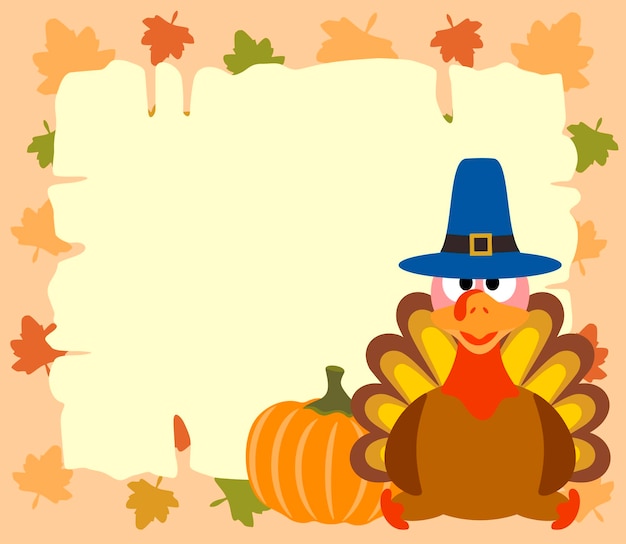 Vector thanskgiving background with turkey and pumpkin