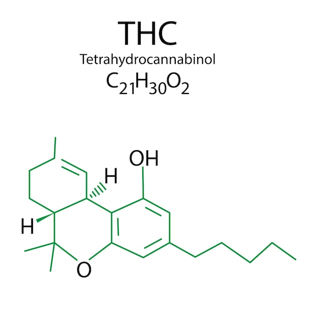 Thc-formule geweldig ontwerp voor elk doel Tetrahydrocannabinol-formule Vectorillustratie