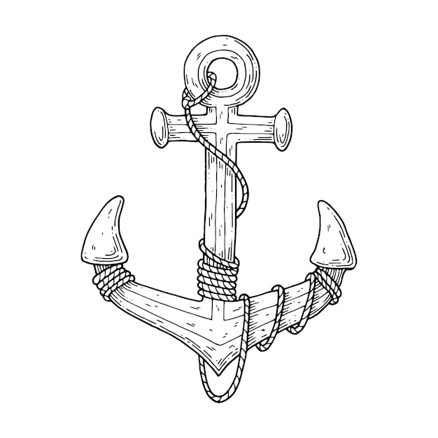 Вектор Якорь окрашен краской и обмотан веревкой.