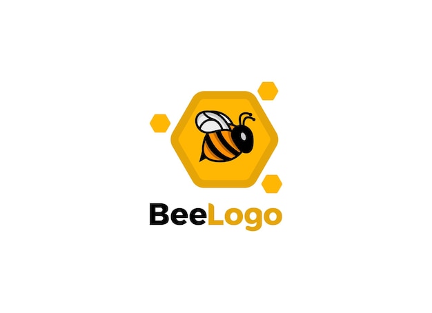 蜂と蜂蜜の櫛のロゴのデザインのベクトル図