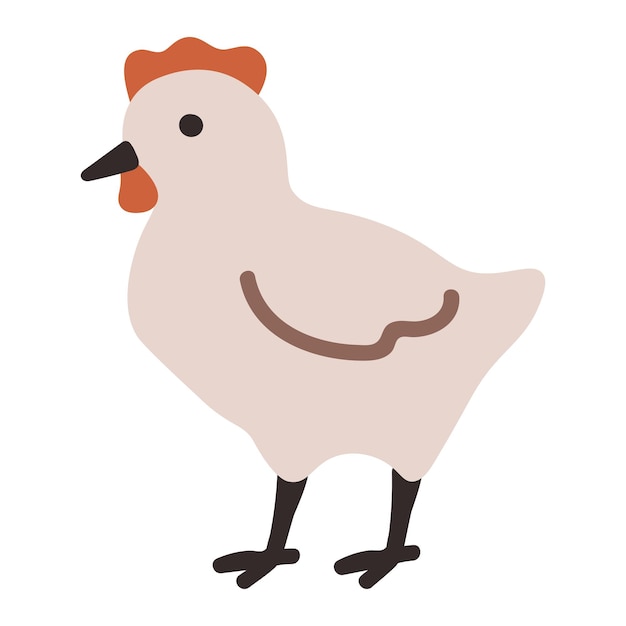 Бежевый цыпленок куриная ферма мультфильм уютная векторная иллюстрация