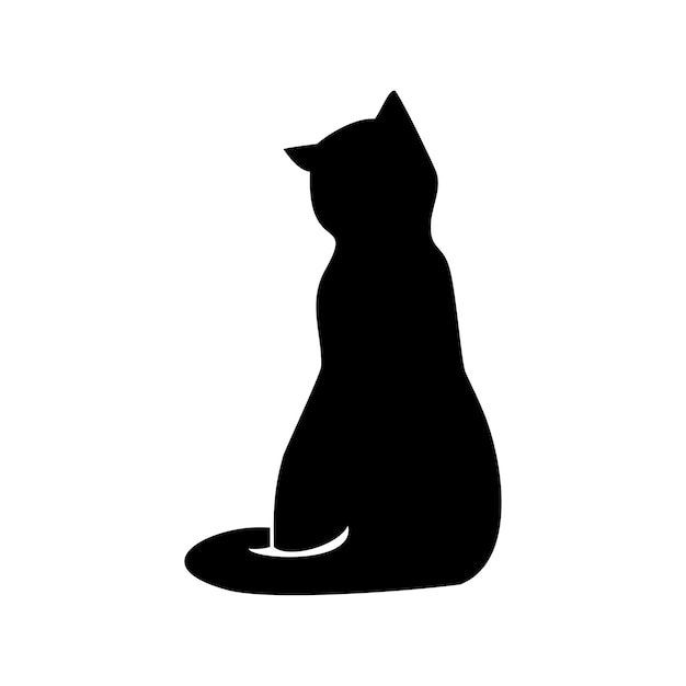 Вектор Черная кошка сидит.