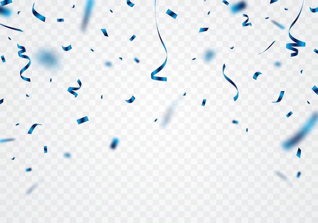 Голубая лента и конфетти могут быть отделены от прозрачного фона для украшения различных праздников.