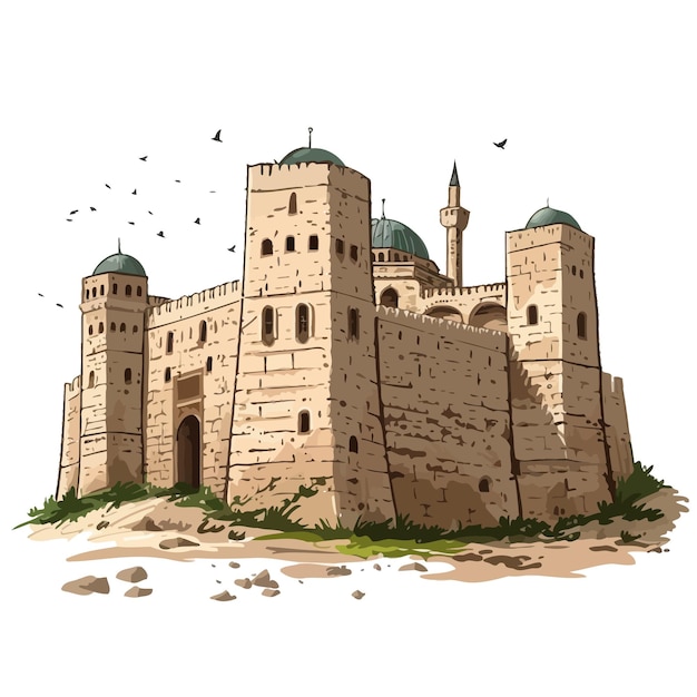 Vettore the_citadel_of_aleppo_vector_illustrazione