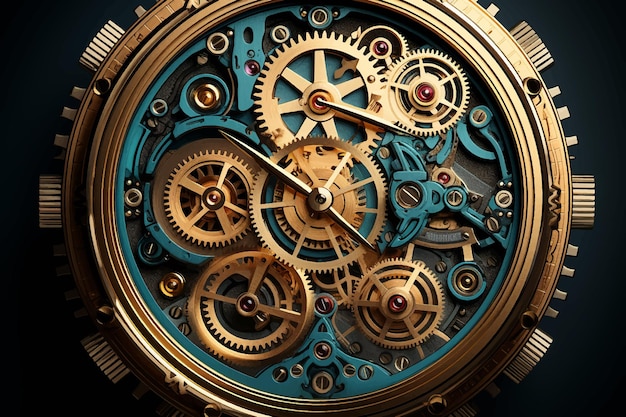 ベクトル 古い黄金のポケット時計の時計動作