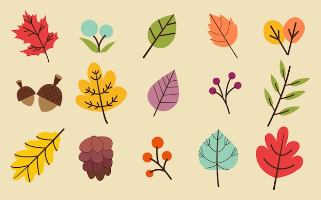 秋や秋の葉のコレクションセット