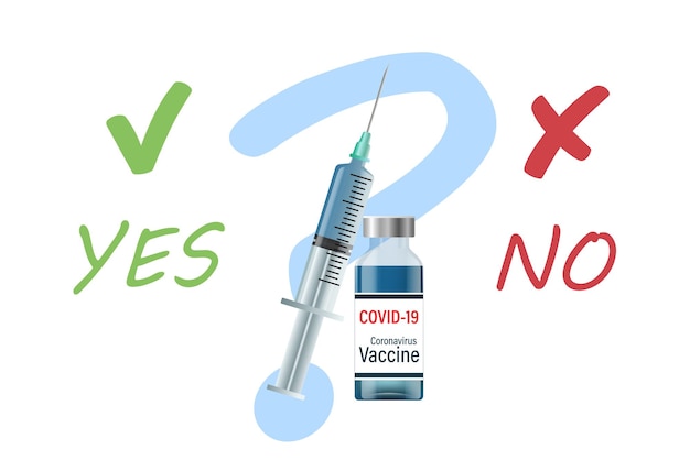예방 접종의 개념 예와 아니오 사이의 선택 벡터 일러스트 레이 션