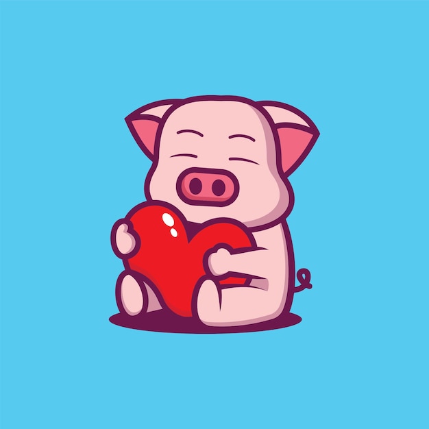 귀여운 돼지가 사랑을 느끼고있다