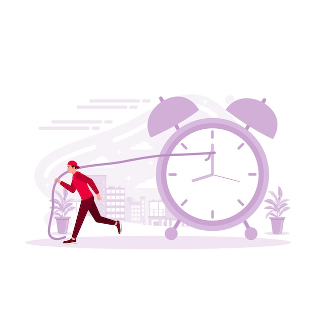 Вектор Предприниматель пытается сдержать время, чтобы сделать этот важный срок концепция управления временем