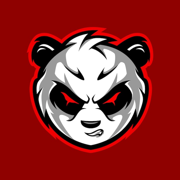 Вектор Злая голова панды премиум игровой и спортивный талисман логотип вектор