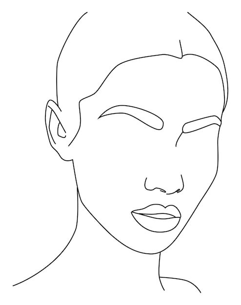 ベクトル 顔はラインです ラインに沿った肖像画 女性の描画