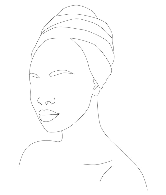 Лицо - одна линия портрет красивой африканки