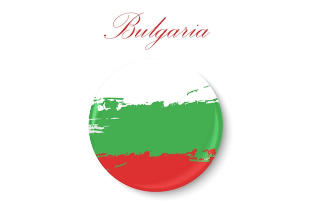Флаг болгарии. стандартный цвет. круглая икона. круглый флаг. цифровая иллюстрация.