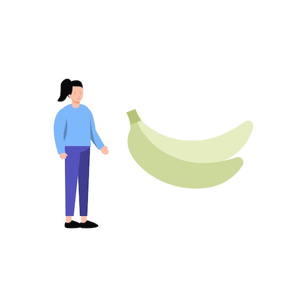 ベクトル その女の子はバナナを食べている