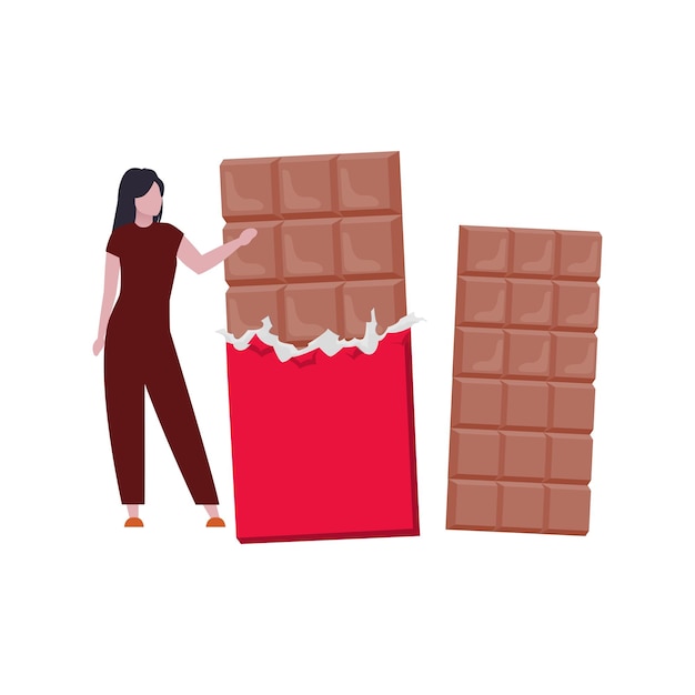 벡터 소녀는 초콜릿을 보여주고 있습니다.