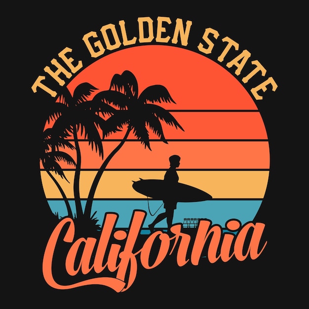 冒険愛好家のためのカリフォルニアのゴールデンステートサマーtシャツまたはポスターデザイン