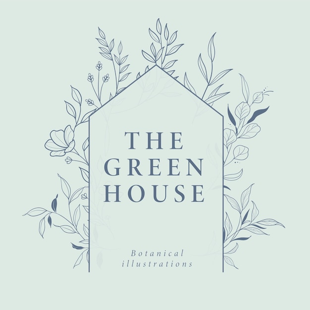 Vector the green house botanische illustraties leaf flower line art