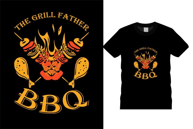 Вектор Гриль-отец барбекю foodcookingalcoholsteak funny bbq beer tshirt design векторный шаблон