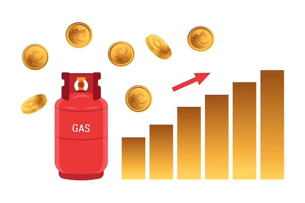 Вектор Рост цены на природный газ концепция платы за топливно-энергетические ресурсы